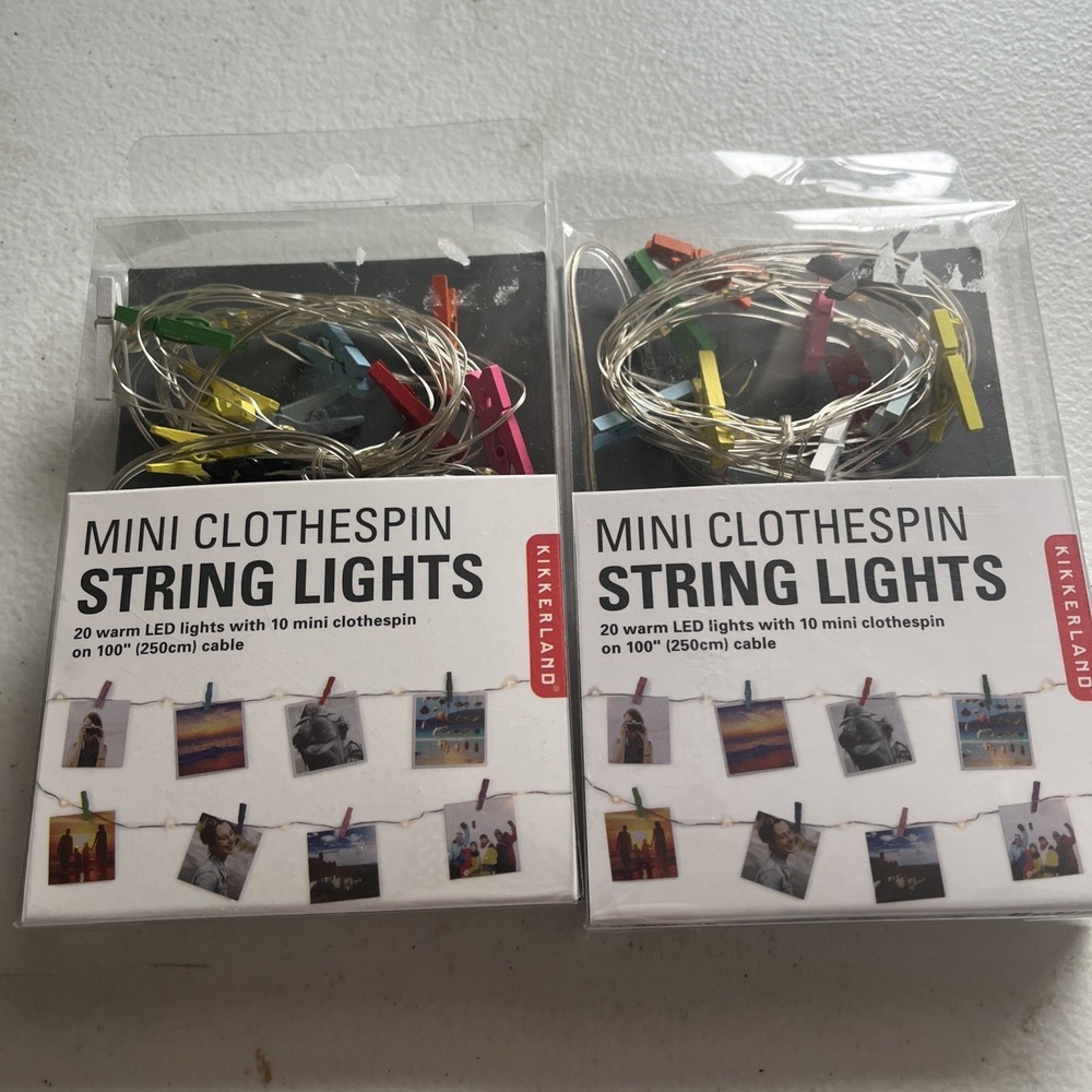 Kikkerland MINI Clothspin String Lights, 20 Warm LEDLights w/ 10 Mini Clothespin